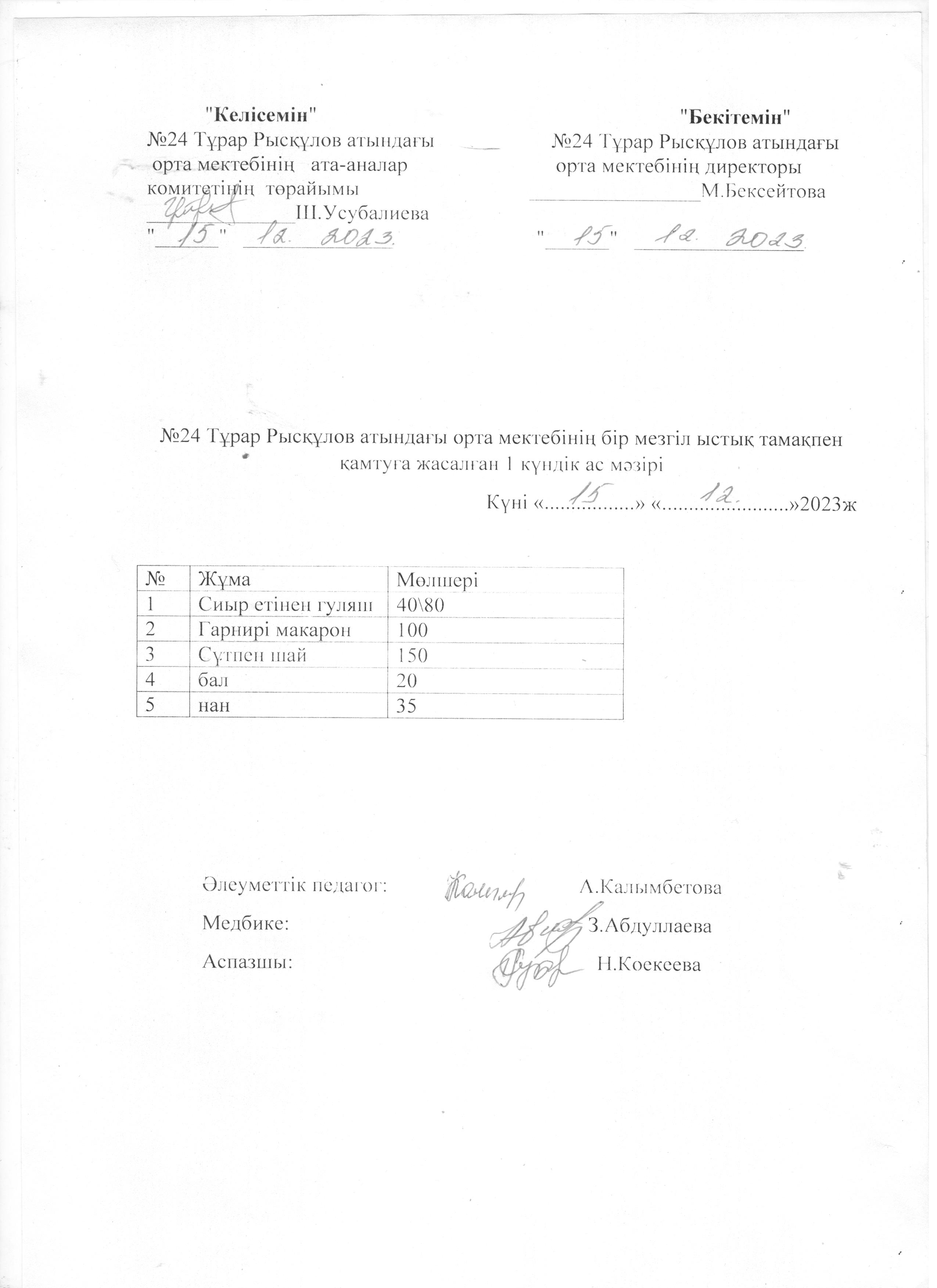 Ас мәзірі